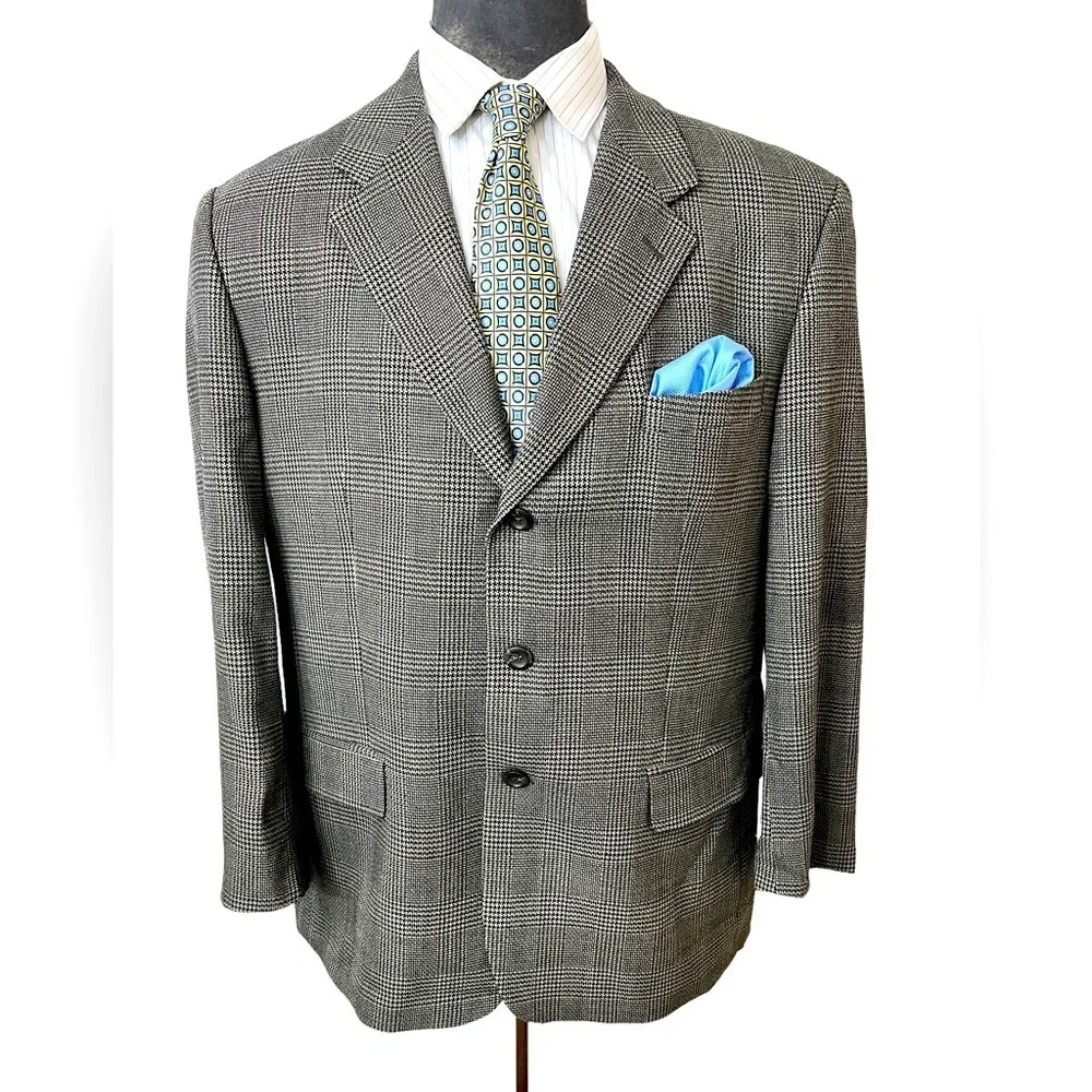 Brandini Tailored for Foleys Mens Sports Blazer 100% Wool Houndstooth Pe☑️